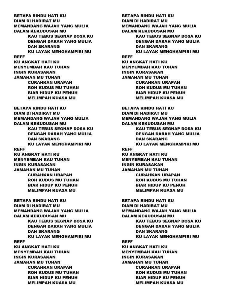 Lirik Sholawat Betapa Rindu Hatiku | PDF | Memasak, Makanan, & Anggur