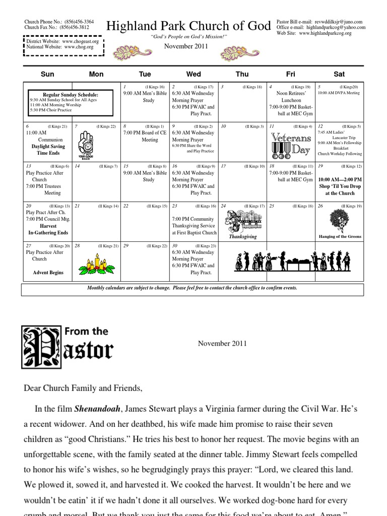 November 2011 Church Events Calendar | PDF | Cooking, Food & Wine ...