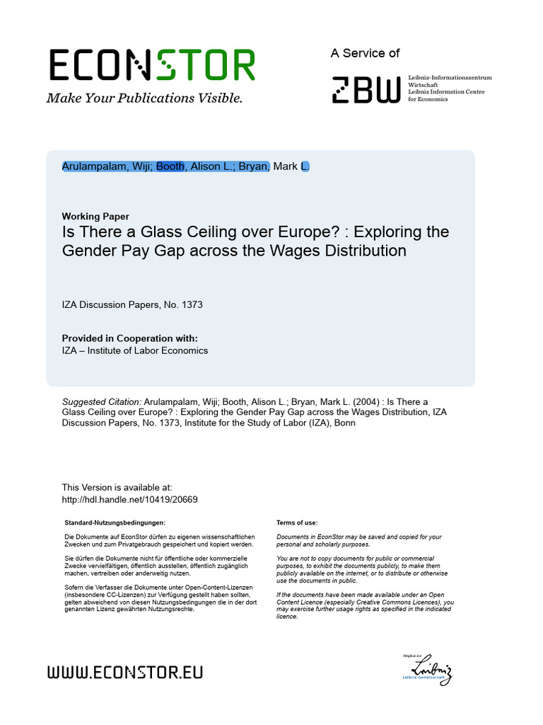 Is There A Glass Ceiling Over Europe Exploring The Gender Pay Gap
