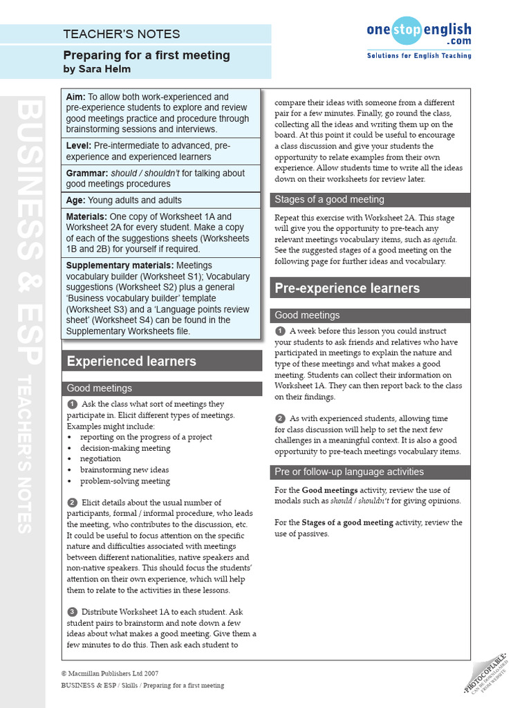 Meetings 1 | PDF | Brainstorming | Behavior Modification