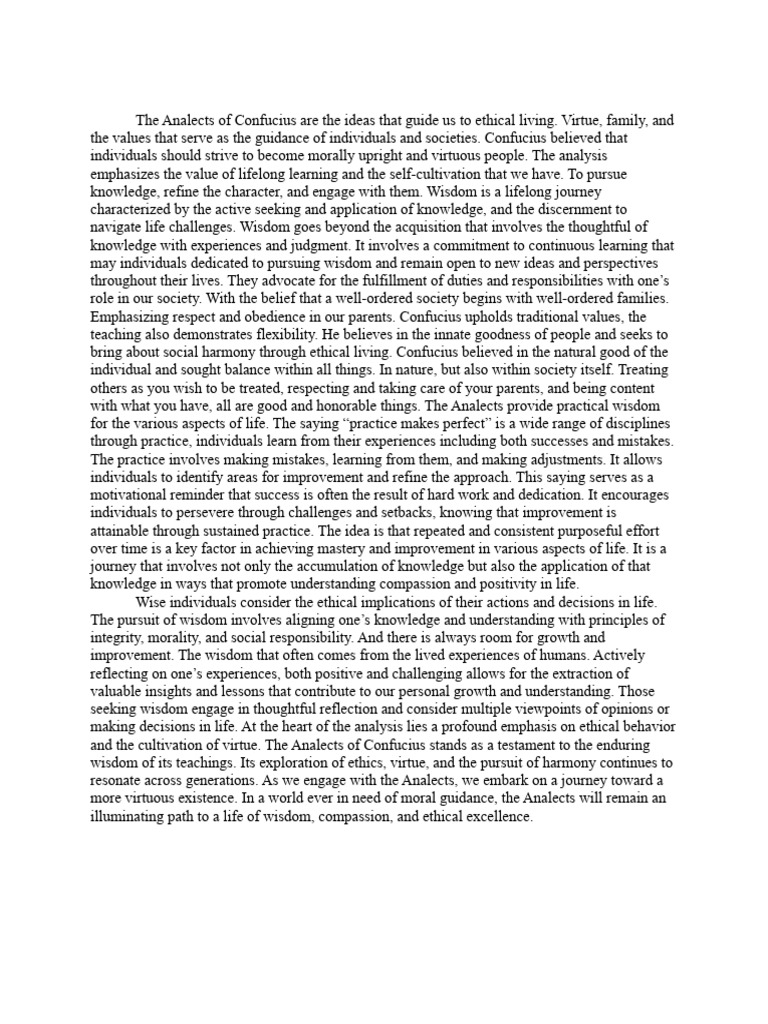 Wisdom and Ethics in Confucius' Analects | PDF | Wisdom | Virtue