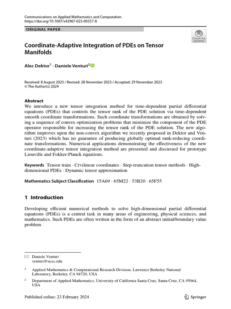 Tensor Integration Method for PDEs | PDF | Partial Differential ...