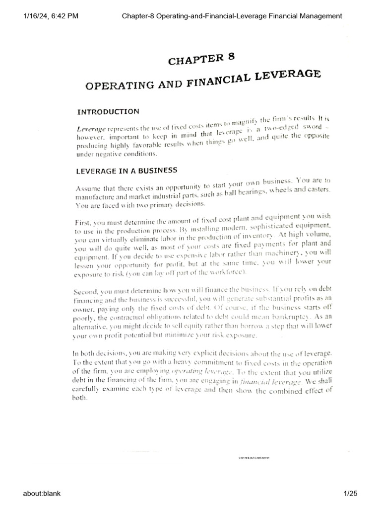 Operating and Financial Leverage Explained | PDF | Technology & Engineering