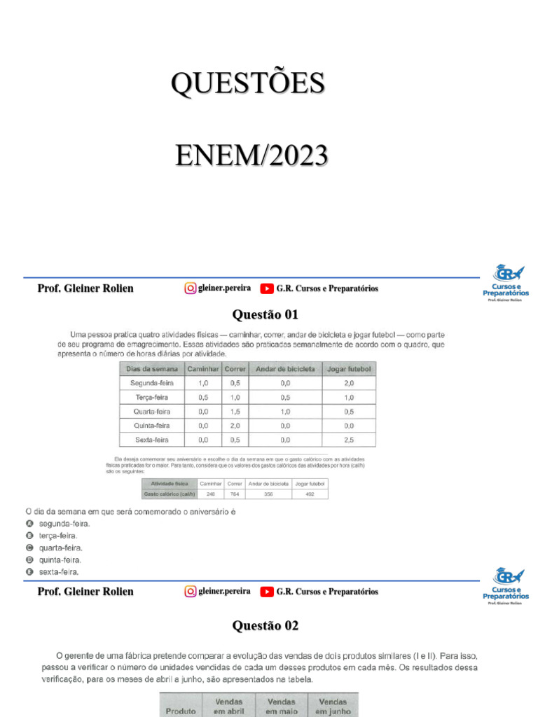 Questões ENEM 2023 para Revisão Final | PDF | Artes Linguísticas e ...