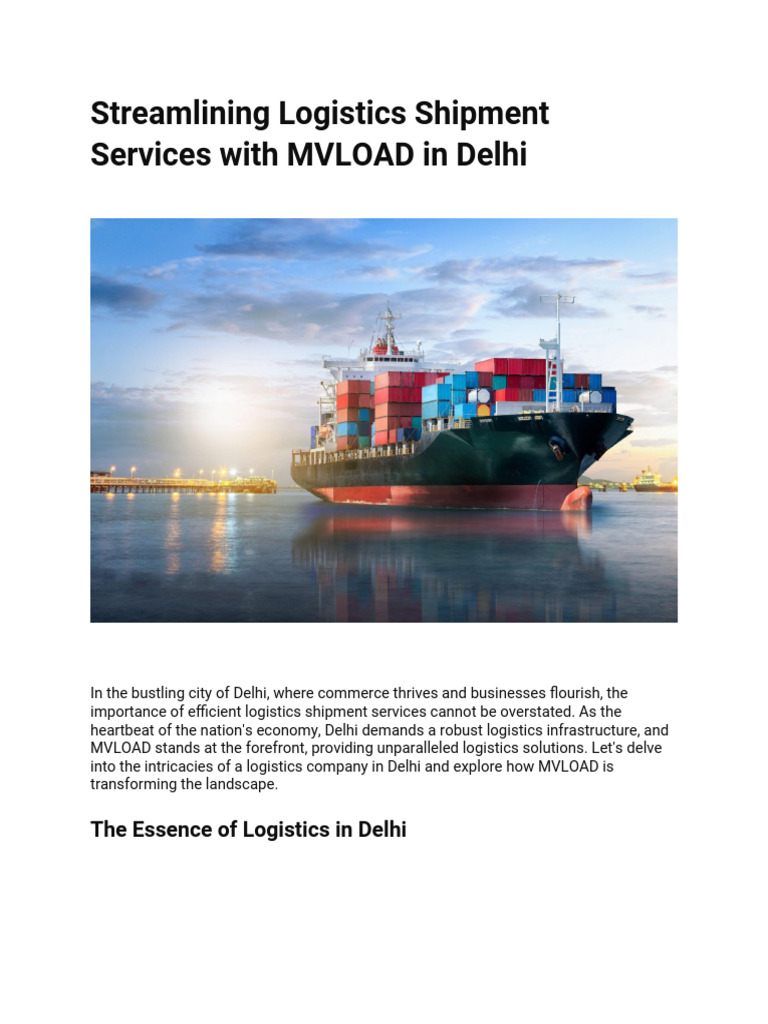 MVLOAD: Leading Logistics in Delhi | PDF | Logistics | Business Process