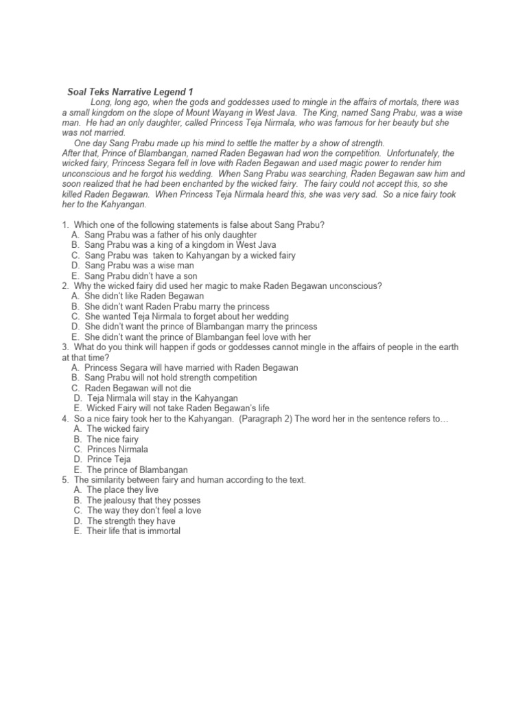 Soal Teks Narrative
