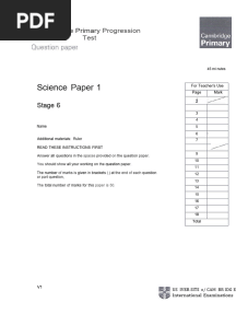 Primary Progression Test Stage 6 Science Paper 1