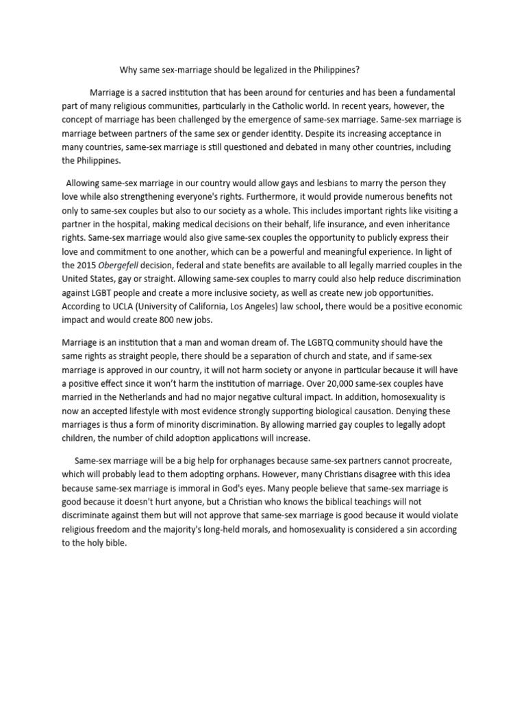 Legalizing Same-Sex Marriage in the Philippines | PDF | Same Sex ...