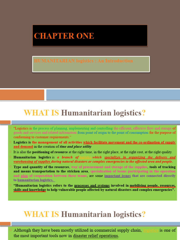 Humanitarian Logistics PPT C 1 (UG) PDF Logistics Supply Chain