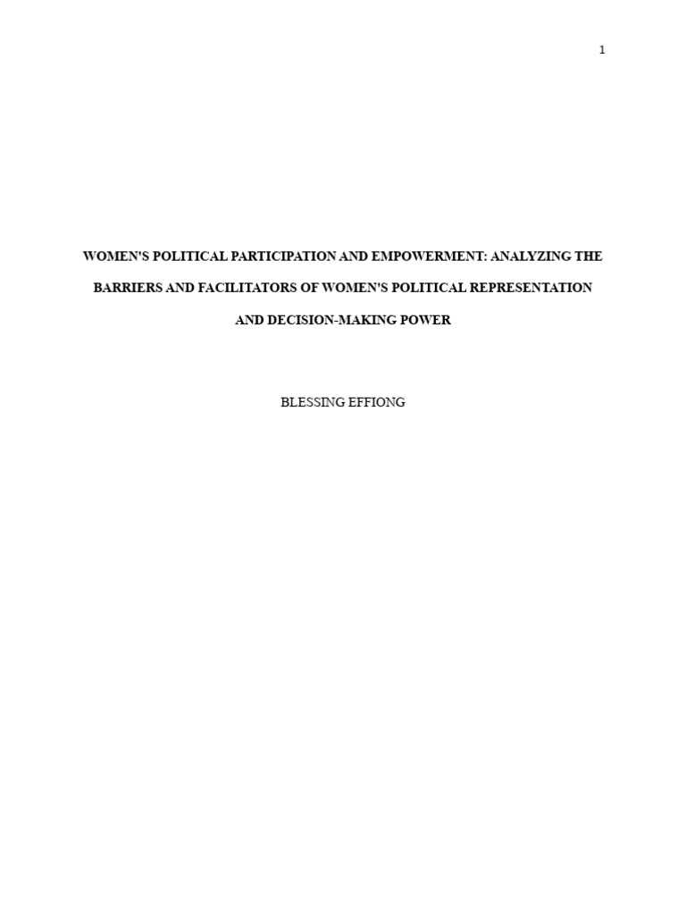 Women's Political Empowerment Barriers | PDF | Governance ...