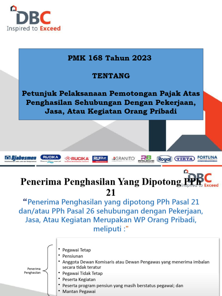 PMK 168 Tahun 2023 - Juklak PPH 21 Tahun 2024 | PDF
