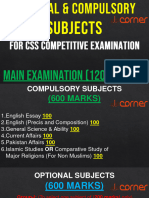 Optional & Compulsory Subjects For CSS Competitive Examination