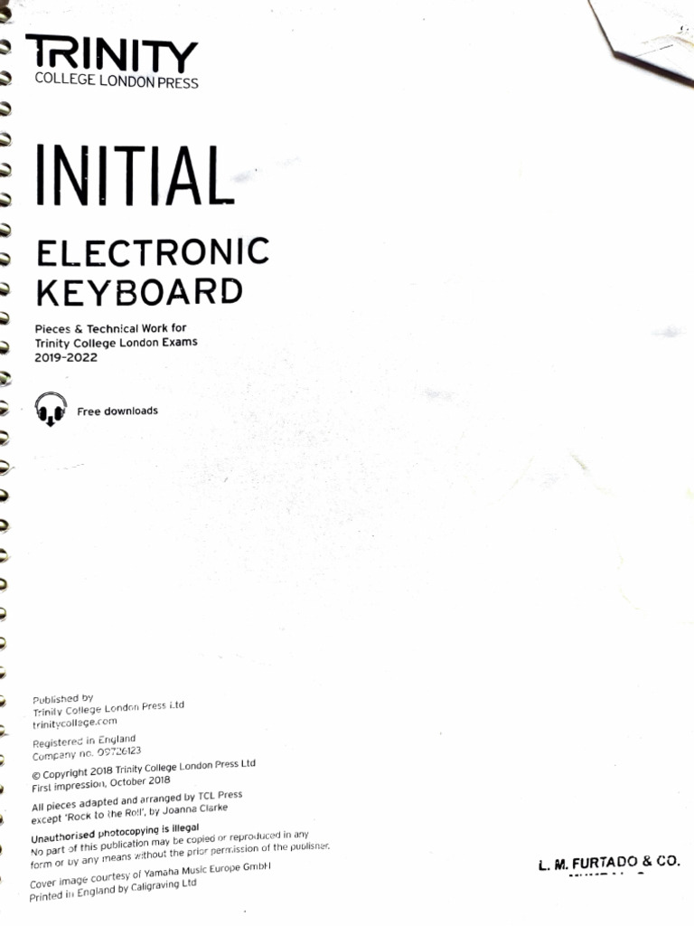 Trinity Keyboard Initial Grade PDF Scale (Music) Minor Scale