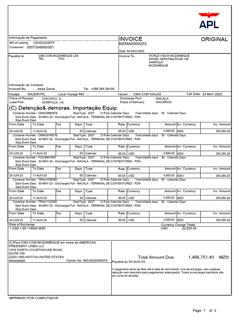 Shipping Invoice for World Vision | PDF | Service Industries | Business
