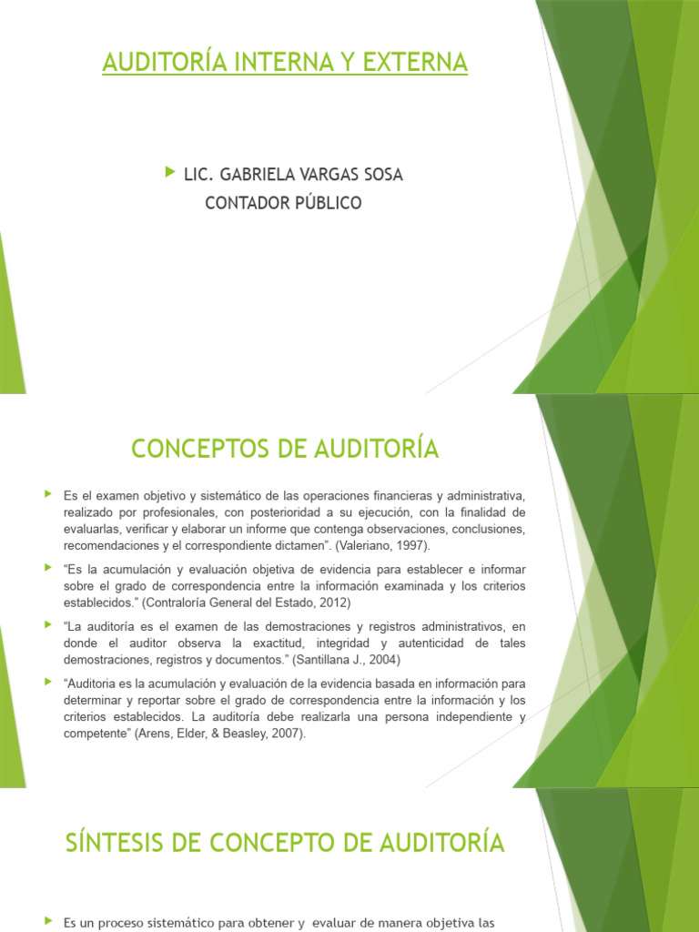 Auditoría Interna y Externa: Conceptos Clave | PDF | Auditoría | Contralor