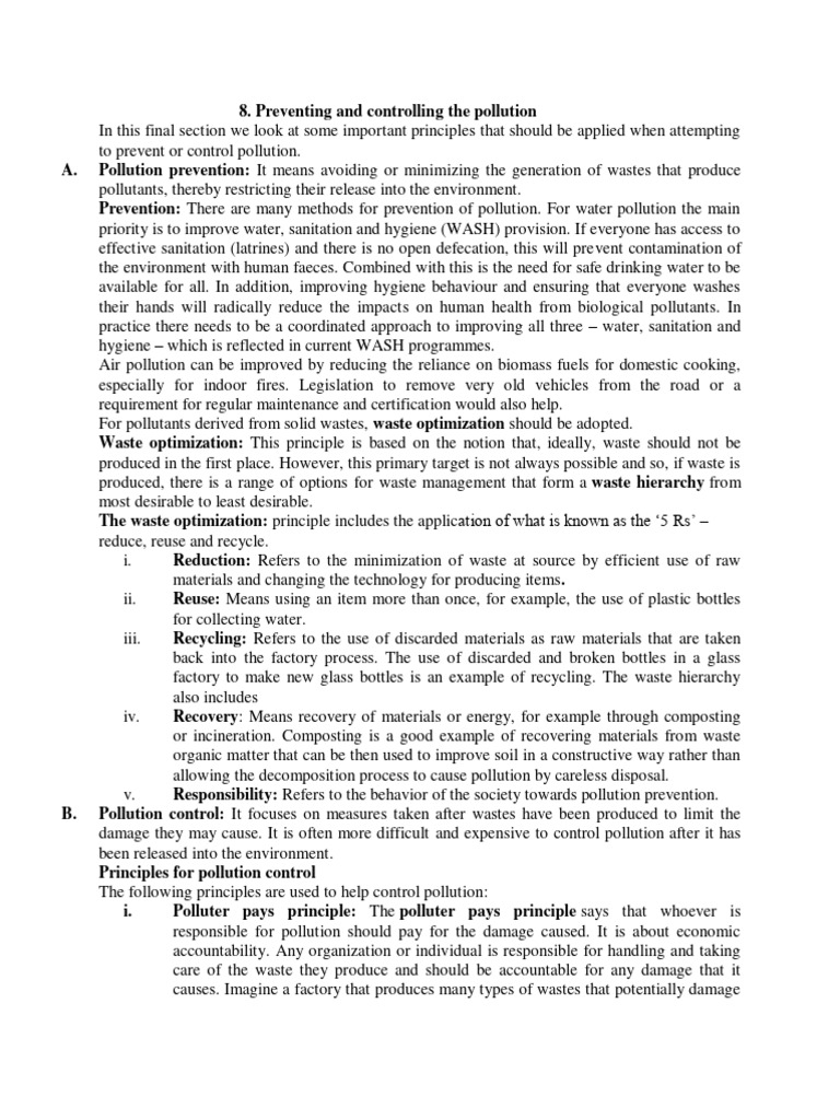 (H) - Preventing and Controlling The Pollution | PDF | Waste | Waste ...