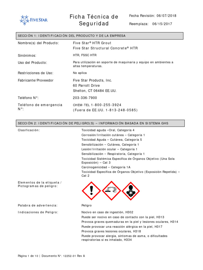 Five Star Structural Concrete HTR SDS 1976172 | PDF | Agua | Residuos