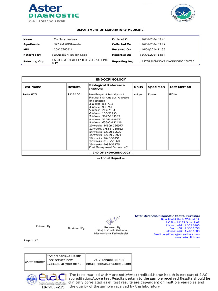 Beta HCG Test Results Overview | PDF | Medicine | Clinical Medicine