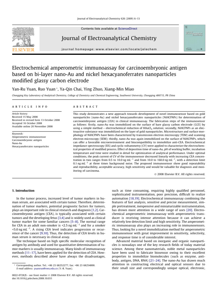 Journal of Electroanalytical Chemistry: Yan-Ru Yuan, Ruo Yuan, Ya-Qin ...