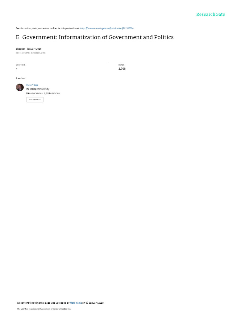 E-Government Informatization of Government and Pol | PDF | E Government ...