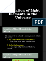 Formation of Light Elements in The Universe