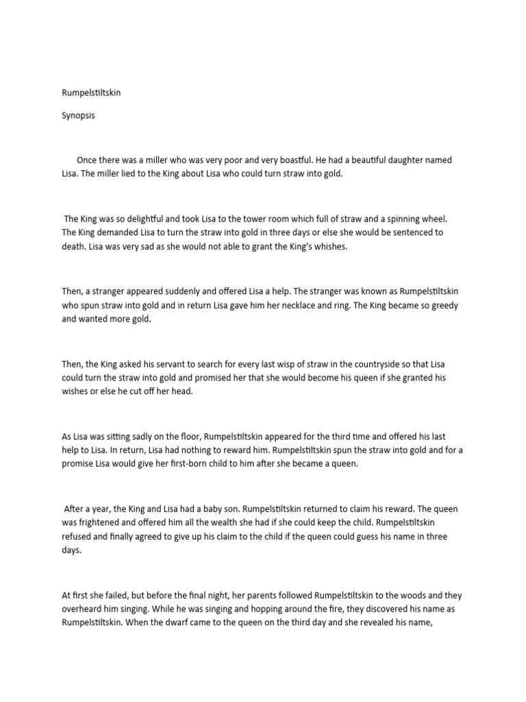 Rumpelstiltskin Summary PDF