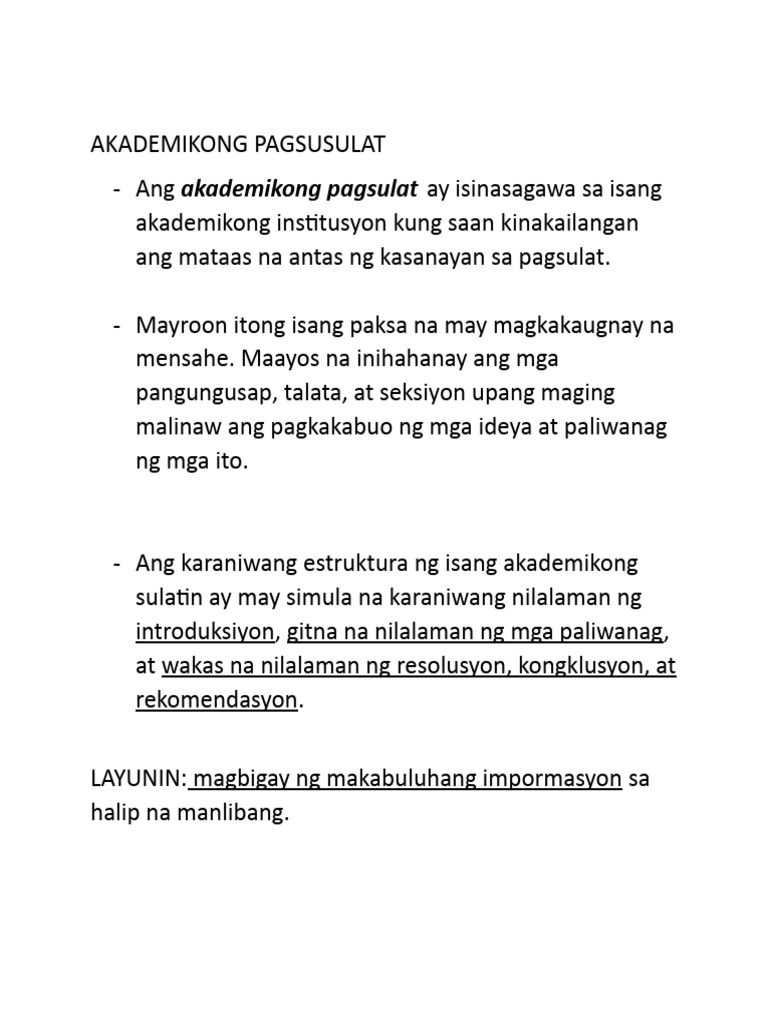 Akademikong Pagsusulat | PDF