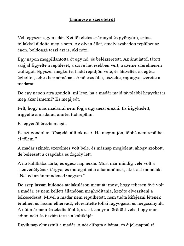 Tanmese A Szeretetről | PDF