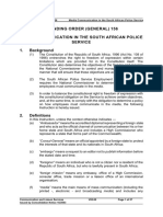 Standing Order (General) 156 Media Communication in The South African Police Service 1. Background