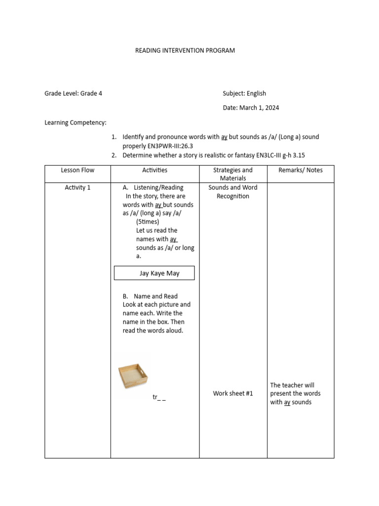 Grade 4 Reading Intervention Guide | PDF | Cognition | Education Theory