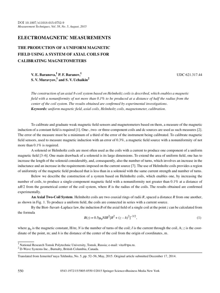 Uniform Magnetic Field Calibration Techniques | PDF | Magnetometer ...