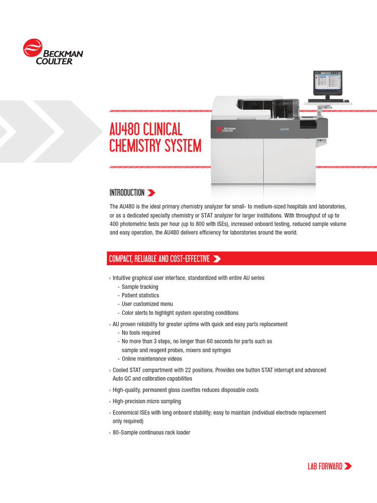 AU480 Chemistry Analyzer Overview | PDF | Litre | Physical Sciences
