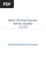 Name: Chinmay Tripurwar Roll No: 22b3902: Simple Regression Model Analysis