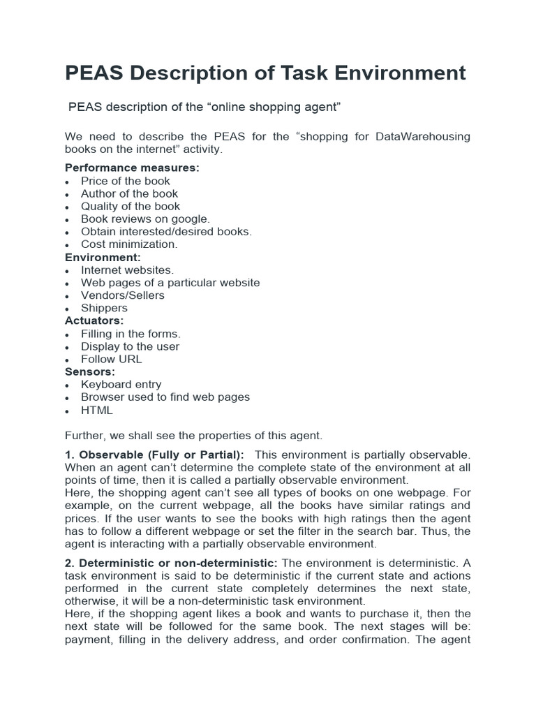 PEAS Framework for Online Shopping Agent | PDF | Web Page | World Wide Web