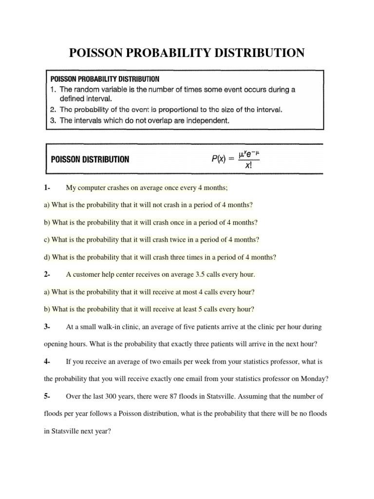 Poisson Distribution Probability Questions | PDF | Foreign Language Studies