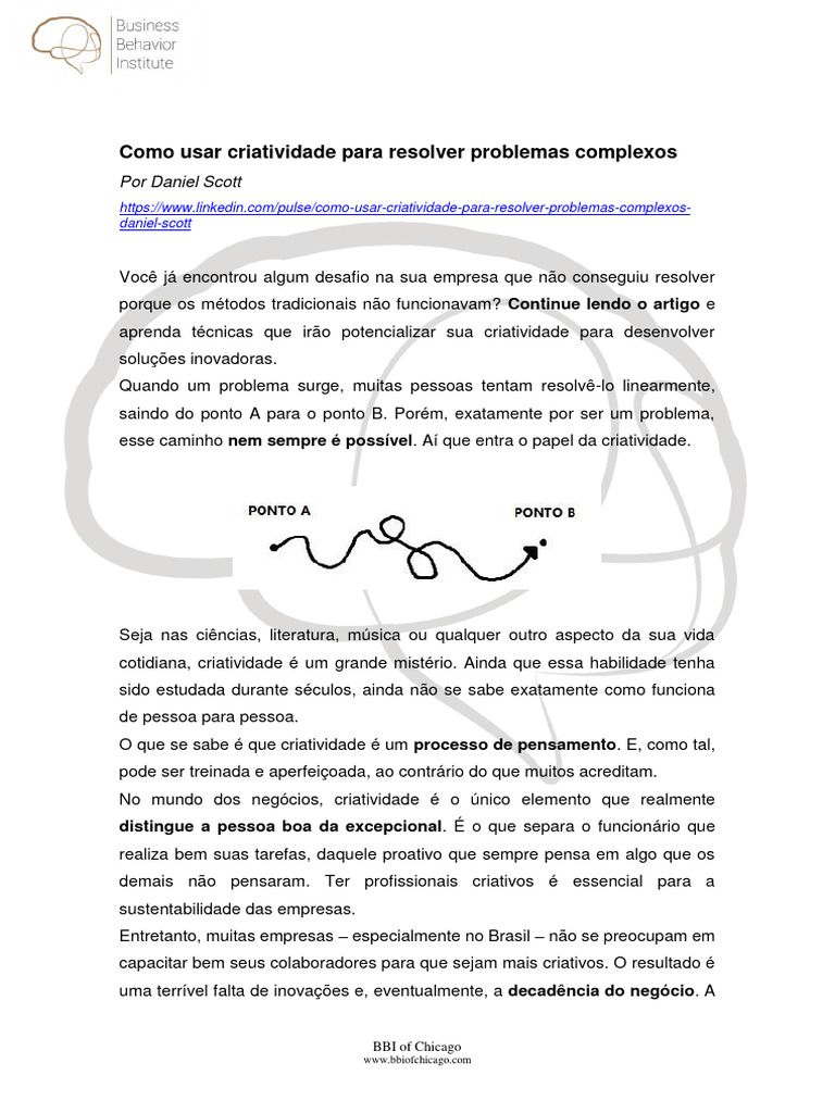 Criatividade na Solução de Problemas | PDF | Pensamento | Criatividade