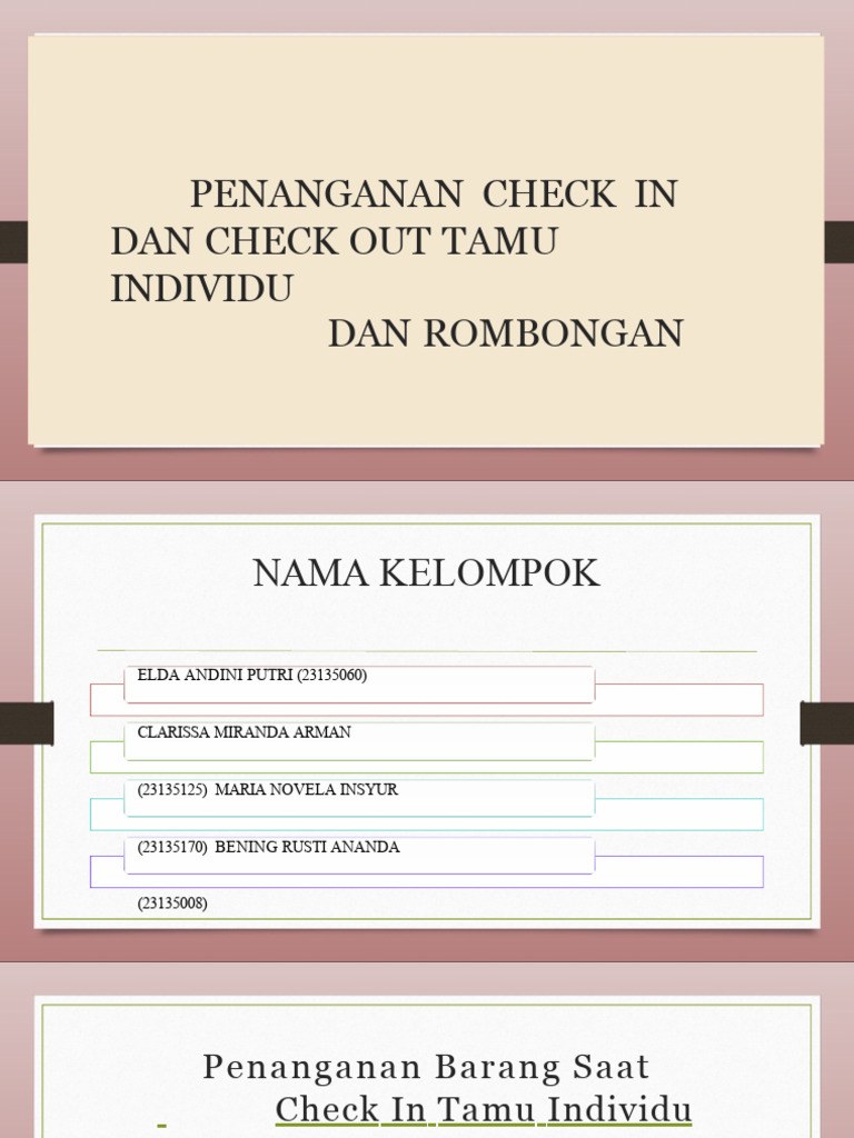 Prosedur Check In/Out Hotel | PDF
