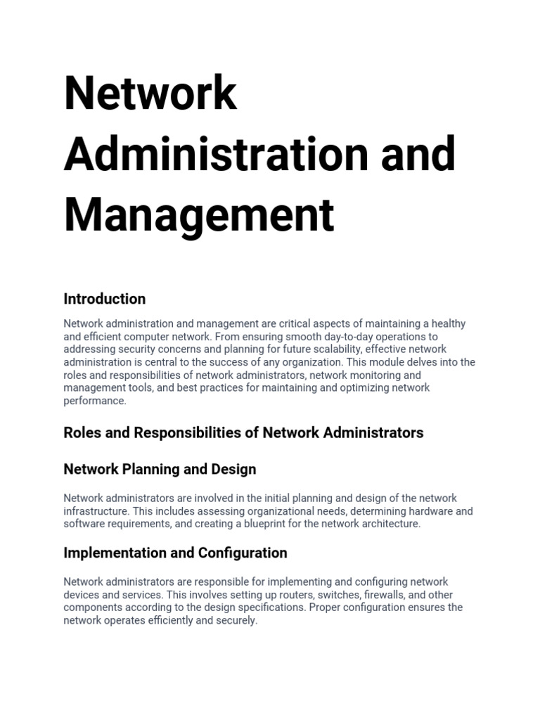 Network Admin: Roles & Best Practices | PDF | Computer Network | Security