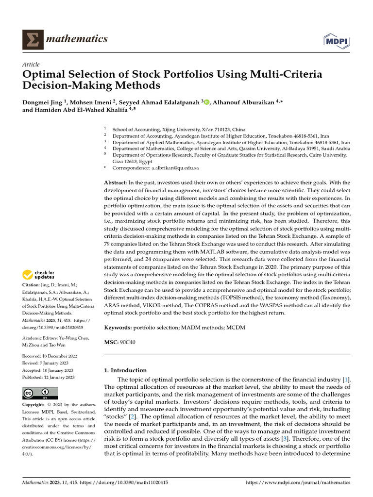 Opt Portfolio DEA | PDF | Modern Portfolio Theory | Mathematical ...