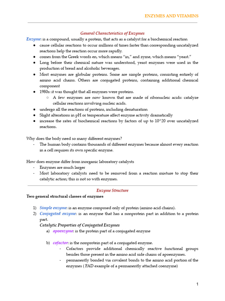 Enzyme Characteristics and Functions | PDF | Enzyme | Enzyme Inhibitor
