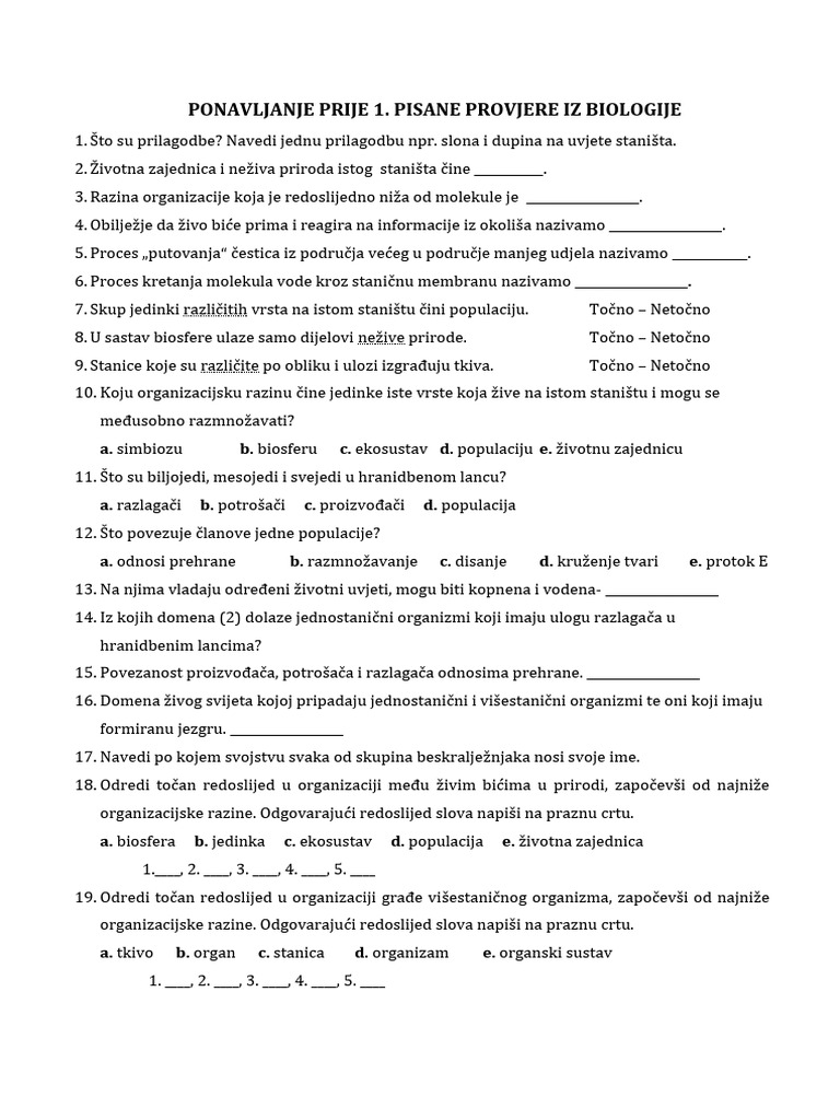 7.r - Ponavljanje Prije 1. Pisane Provjere | PDF