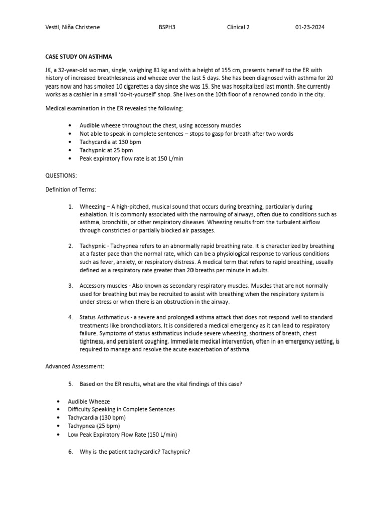 Vestil Case Study On Asthma PDF Asthma Glucocorticoid