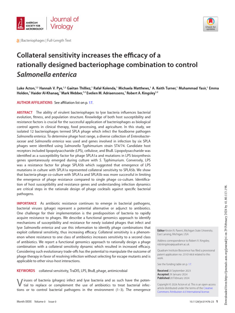 00 - Acton Et Al 2024 Collateral Sensitivity Increases The Efficacy of ...