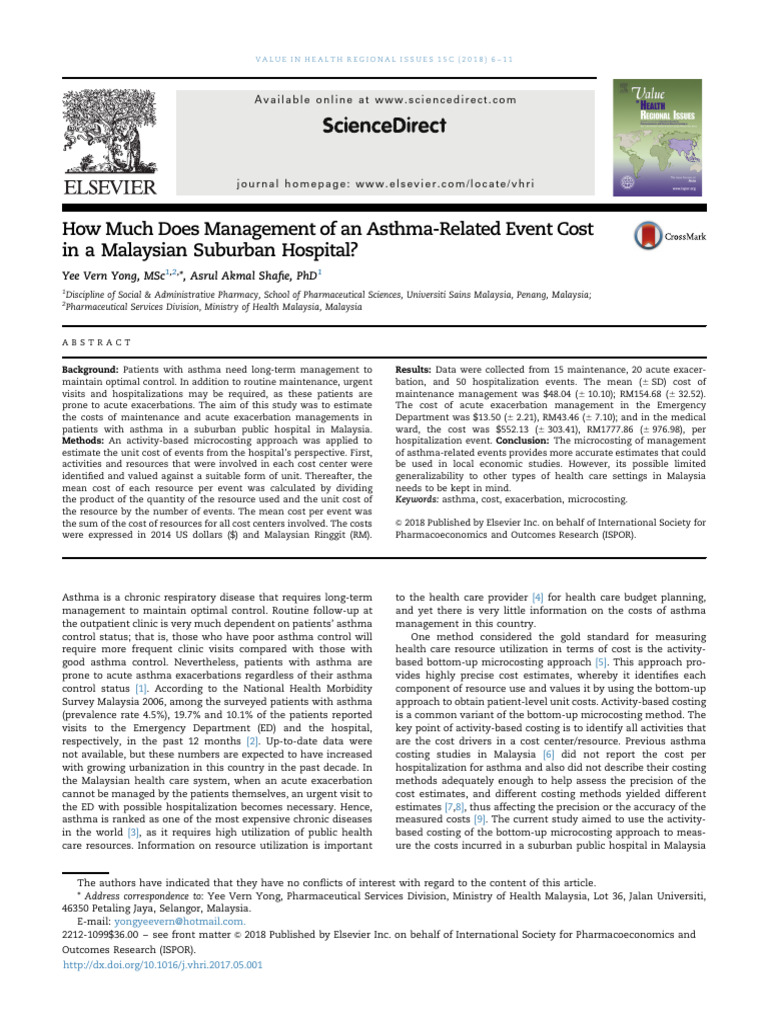 06 How Much Does Management of An AsthmaRelated Event Cost in A