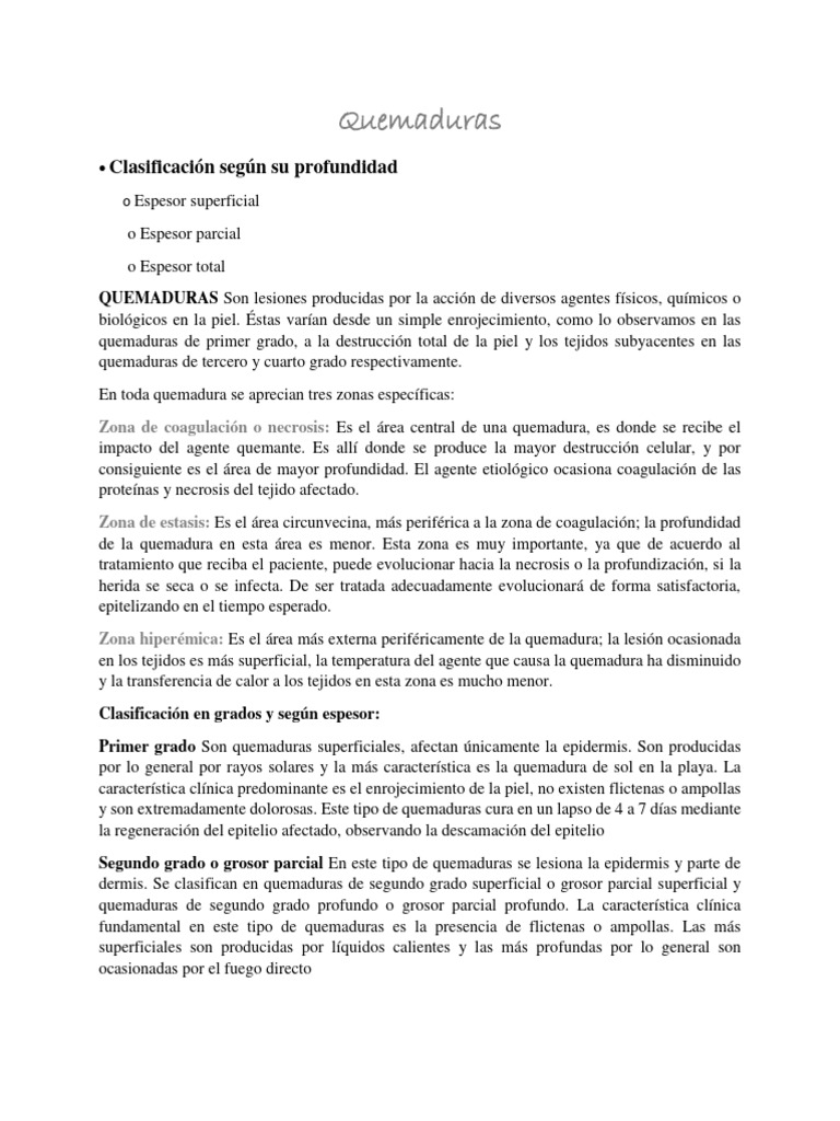 Clasificación y Manejo de Quemaduras | PDF | Quemar | Herida