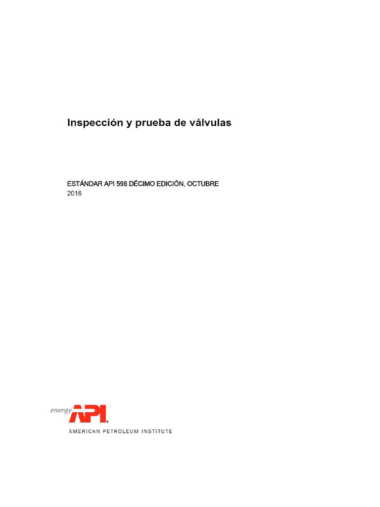 API 598 Prueba de Valvulas 10edicion | PDF
