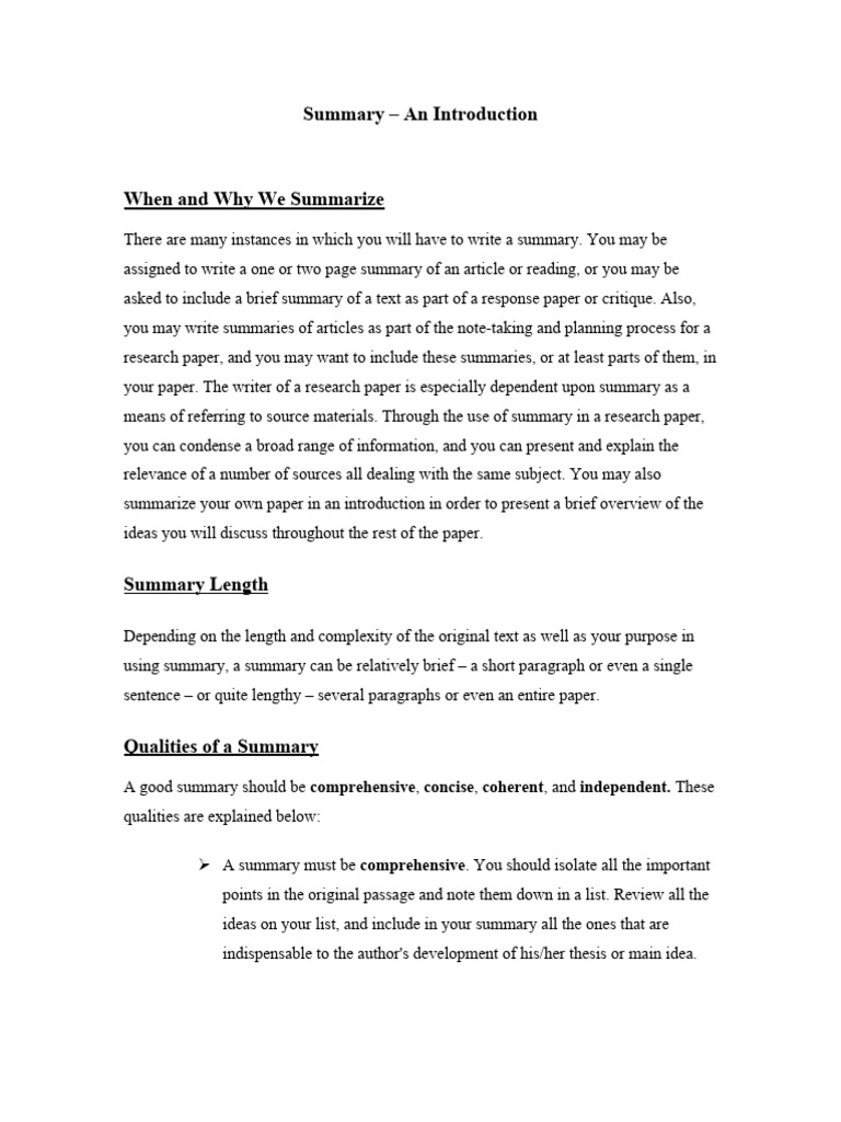 Summary Writing Essentials | PDF