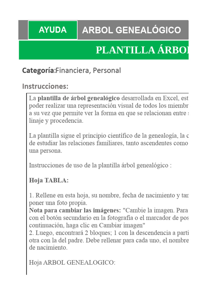 Plantilla Arbol Genealogico | PDF | Microsoft Excel | Ciencias de la ...