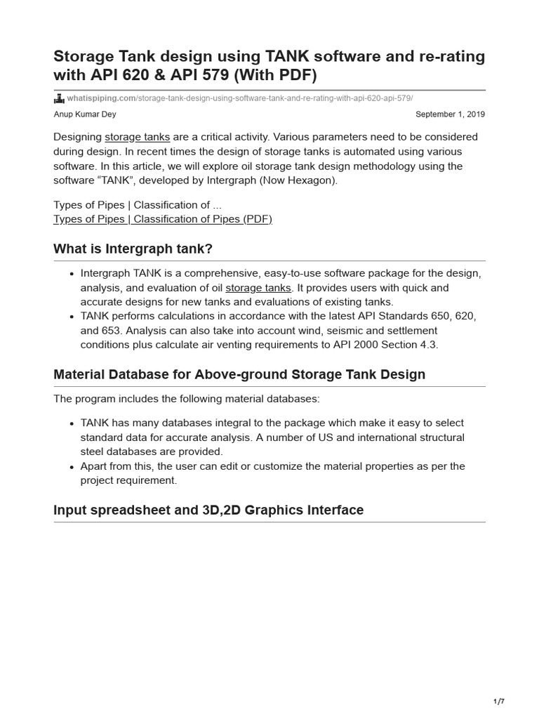 Storage tank design using tank software and re rating with api 620 api