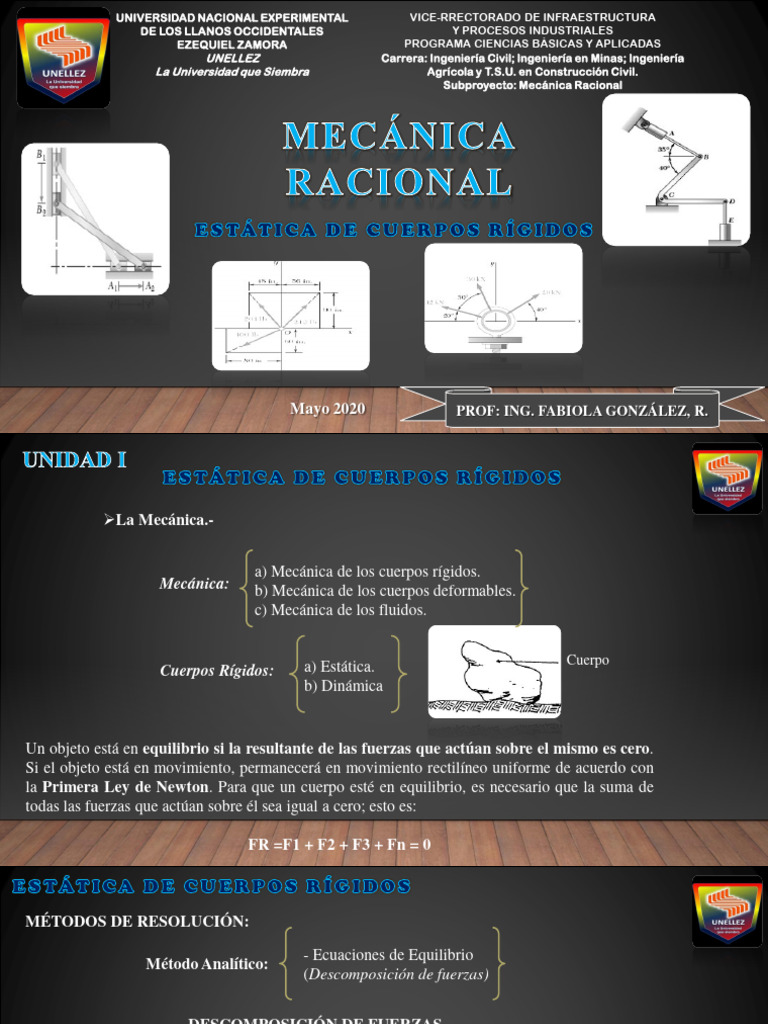 Unidad I Teoría Srática de Cuerpos Rígidos | PDF | Fuerza | Mecánica